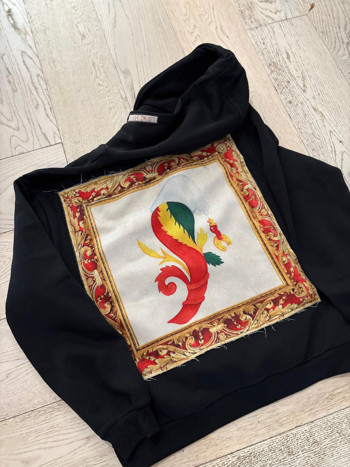 Felpa Crop Nera - Asso Bastoni Carte Napoletane