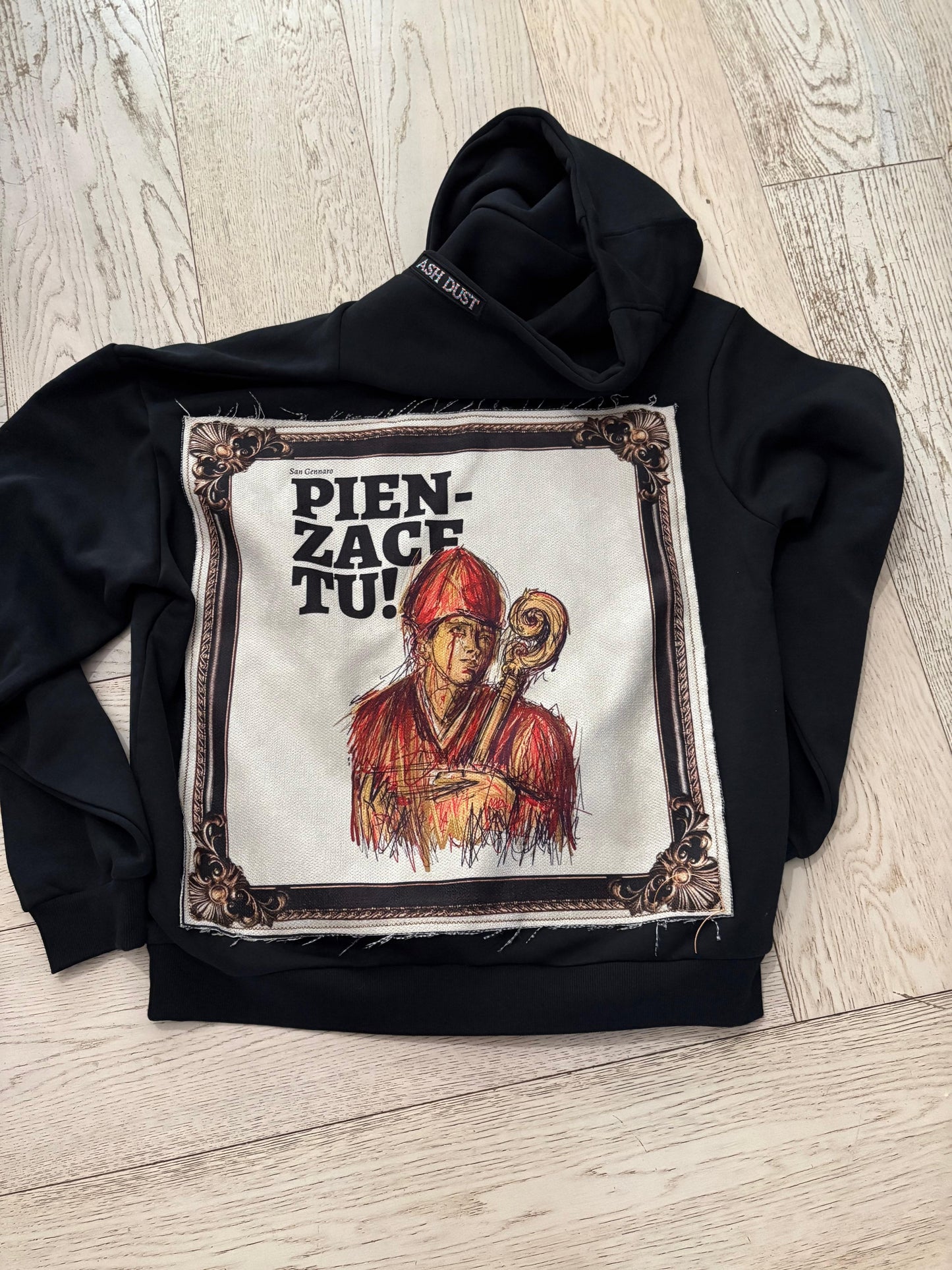 Felpa Crop Nera - San Gennaro Pensaci Tu Napoletana