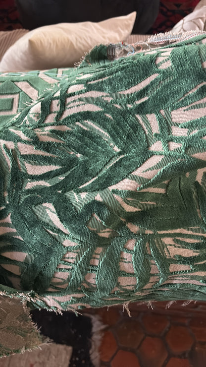 Cuscino in Yuta Riciclata da Sacchi di Caffè e Velluto di Lino Pregiato