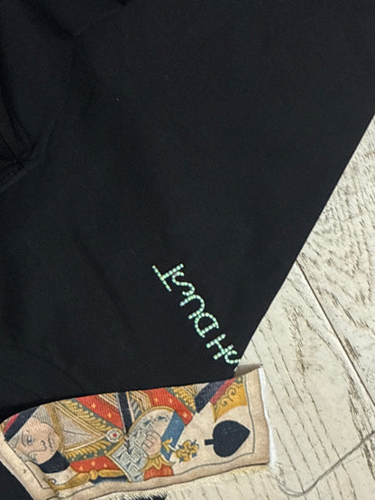 Maglietta Nera Cotone 100% - Grafica Carte da Gioco Vintage