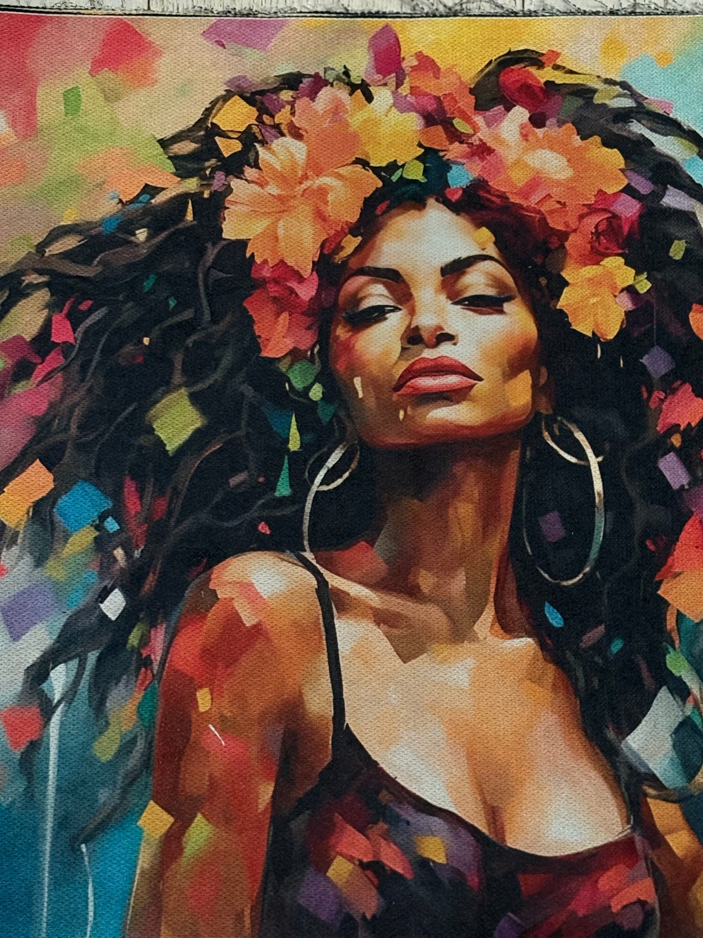 T-Shirt Nera Viso Donna - Grafica Artistica