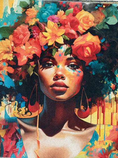 T-Shirt Nera Viso Donna - Grafica Artistica