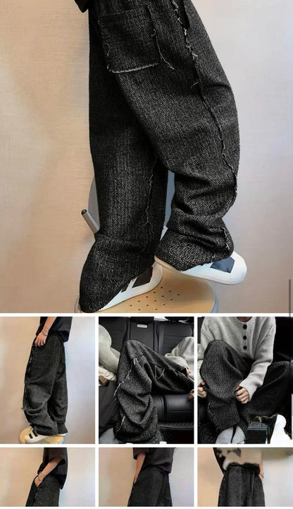 Pantaloni Tweed Marroni e neri Screziati - Cuciture Sfilate Vista