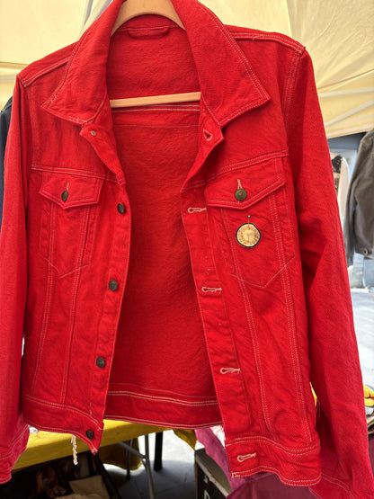 Giacca Denim Rossa Tulipano – Artwork Giapponese