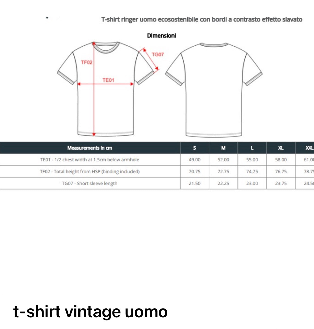 T-Shirt Vintage con Bordino rosso