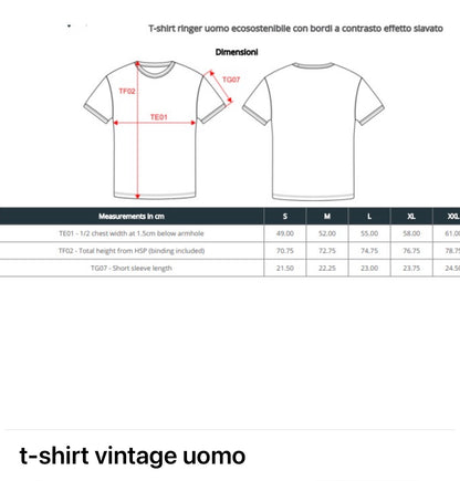 T-Shirt Vintage con Bordino rosso