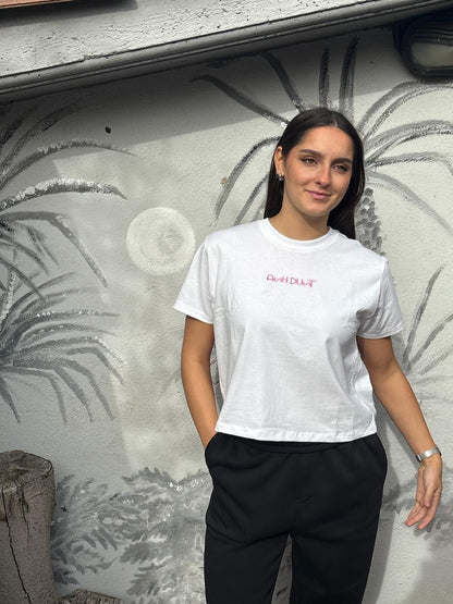 Maglietta Bianca Cotone 100% - Grafica Astratta Moderna