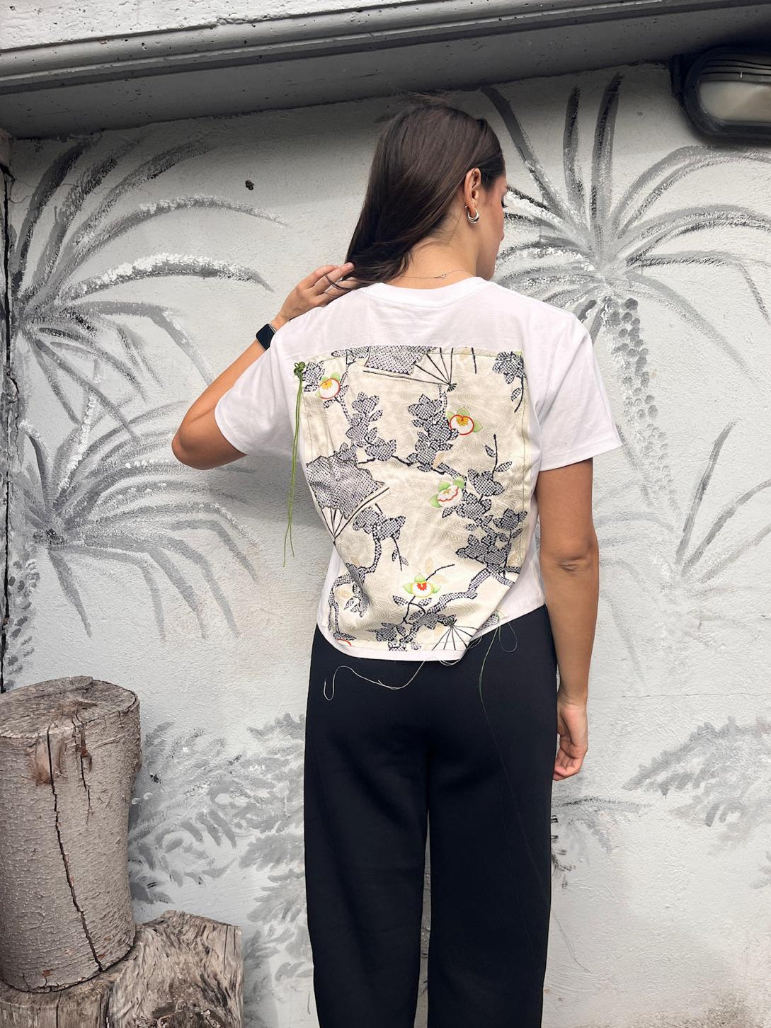 Maglietta Kimono Bianca - Pannello Seta Vintage Giappone