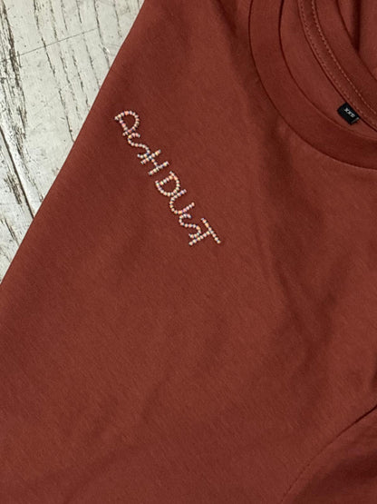 Maglietta Mattone Cotone - Seta Ricamata e Cordoncino