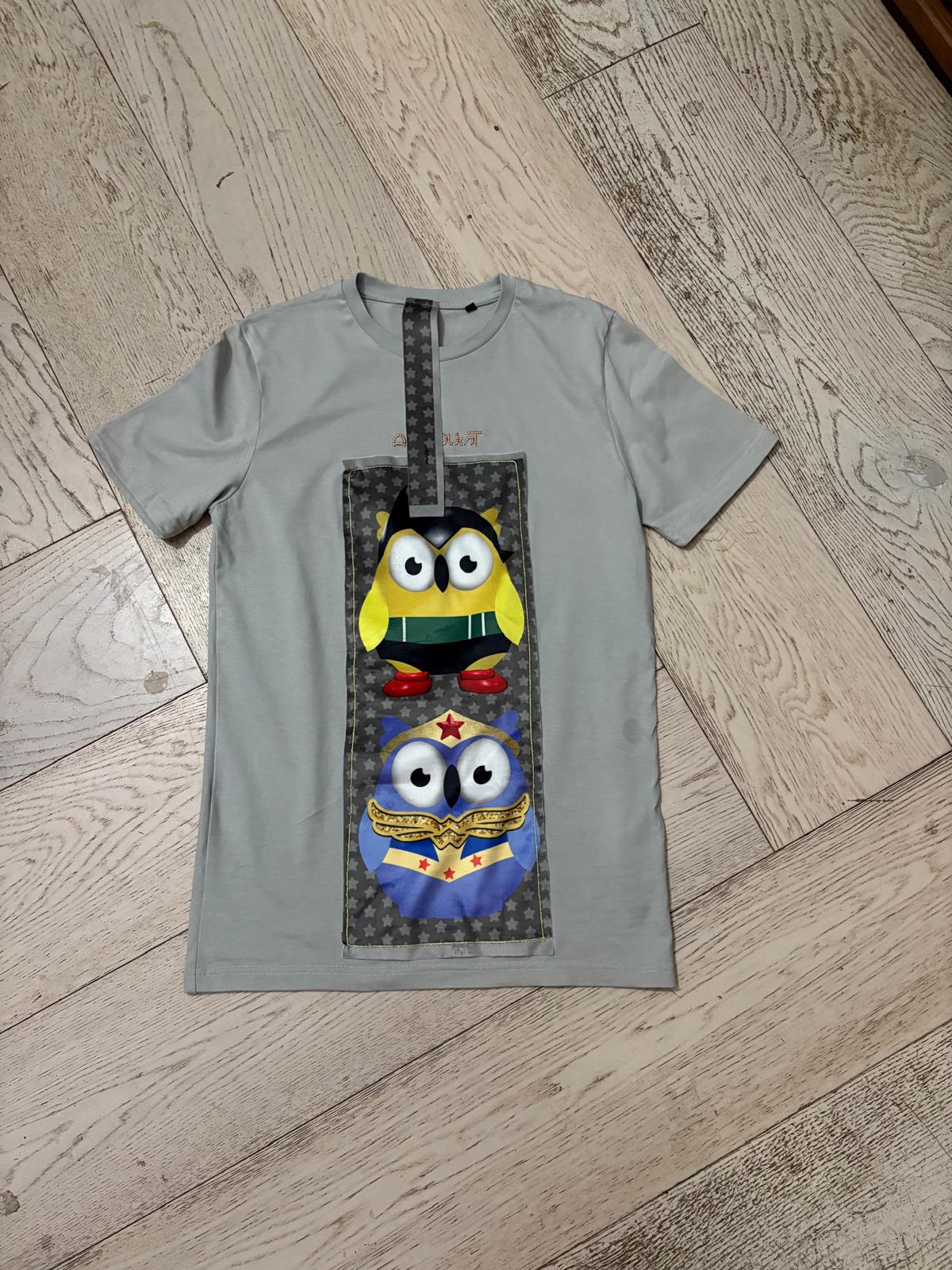 Maglietta Bianca Cotone - Ricamo Pupazzi Artigianale