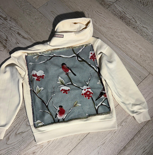 Felpa Crop Cotone Felpato - Tessuto Ricamato Posteriore