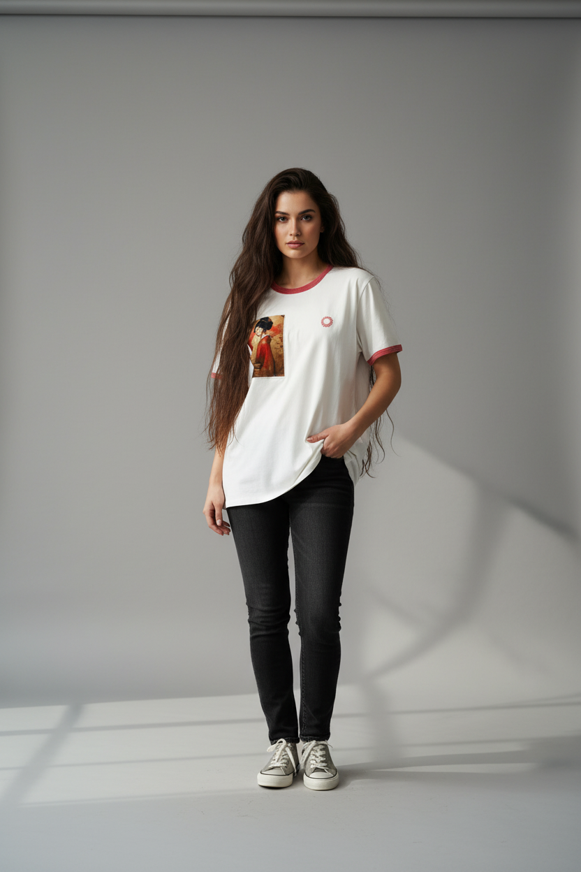 Donna capelli lunghissimi - maglietta vintage