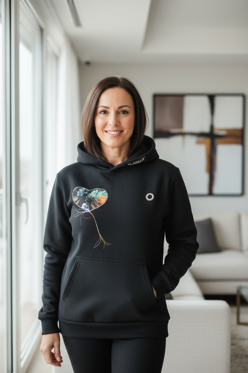 Donna matura giovanile con felpa