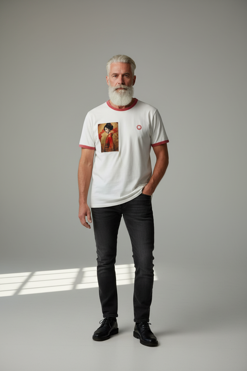 Uomo capelli bianchi e barba - maglietta vintage