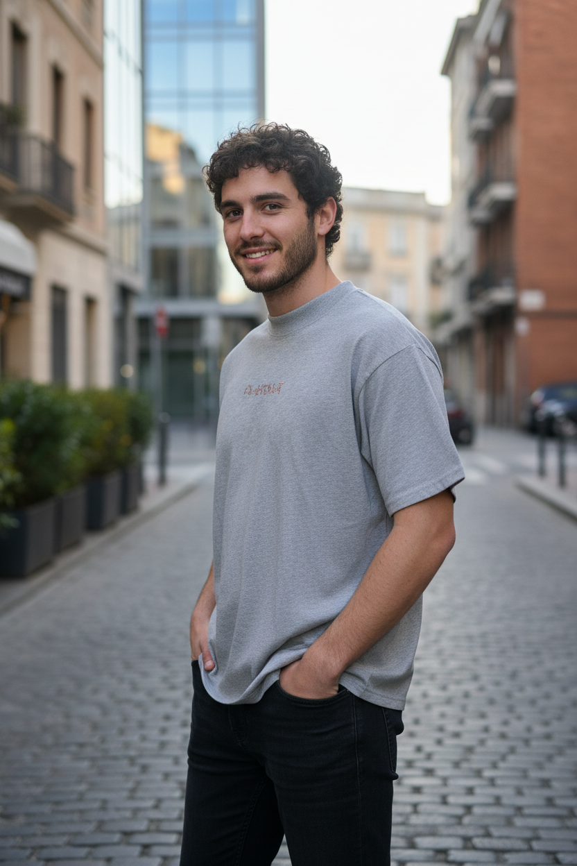 Uomo lifestyle con maglietta A spasso con Miro